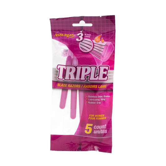 Assured Triple-Blade Razors for Women, 5-ct. Packs (Pack of 24)