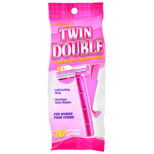Assured Twin Double Blade Disposable Razors, 10-ct. (Pack of 6)
