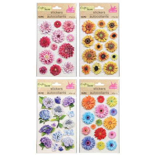 Crafter's Square Handmade Floral Embellishment Stickers (Pack of 36)