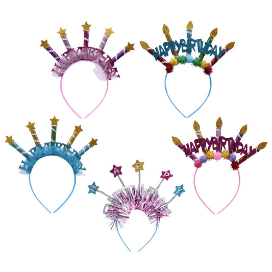 Brightly Colored Birthday Headbands, 8.625x8.25 in. (Pack of 36)