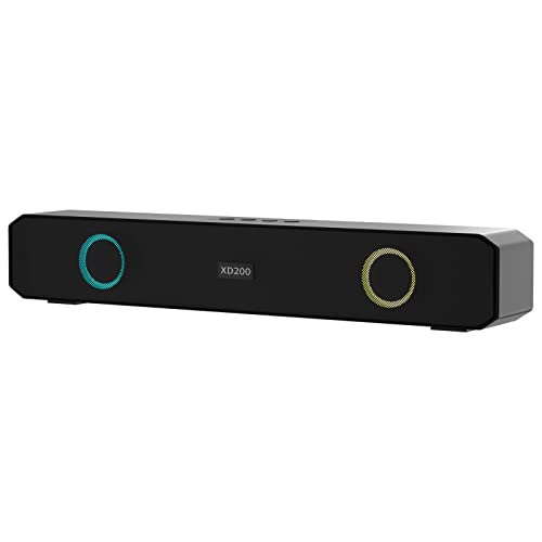 Portable Bluetooth Speaker, Home Wireless Sound Bar with Multi-Color Flashing Lights Compatible for PC, Laptop, Smartphones