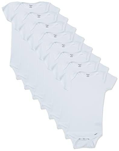 Baby 8-Pack Short Sleeve Onesies Bodysuits, Solid White,