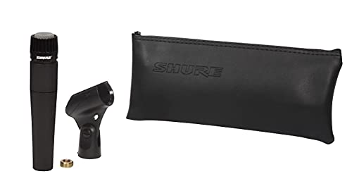 SM57-LCE Cardioid Dynamic Instrument Microphone with Pneumatic Shock Mount, A25D Mic Clip, Storage Bag, 3-pin XLR Connector, No Cable Included (SM57-LC), Black