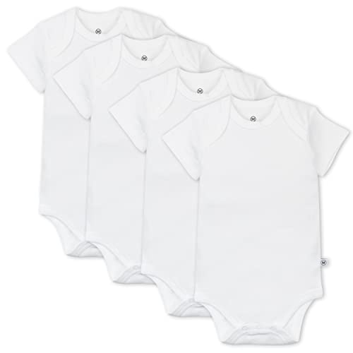unisex baby  Cotton Short Sleeve Bodysuits Multi Pack and Toddler T Shirt Set, 4 Pack Bright White, 0-3 Months US