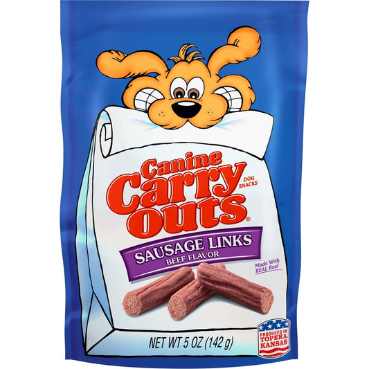 Canine Carry Outs Beef Flavor Sausage Links, 5 oz. Bags (Pack of 12)