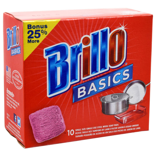 Brillo Basics Steel-Wool Soap Pads, 8-ct. Boxes (Pack of 12)