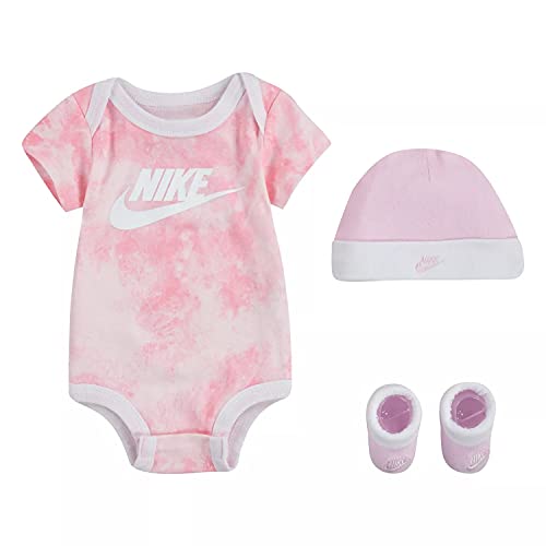 Baby Girls Tie Dye Bodysuit, Bootie and Hat 3 Piece Set (Pink(NN0646-A9Y)/White, 0-6 Months)
