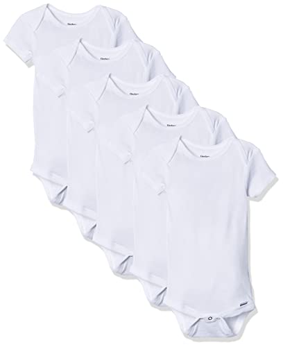 Baby 5-Pack Solid Onesies Bodysuits, White, 6-9 Months