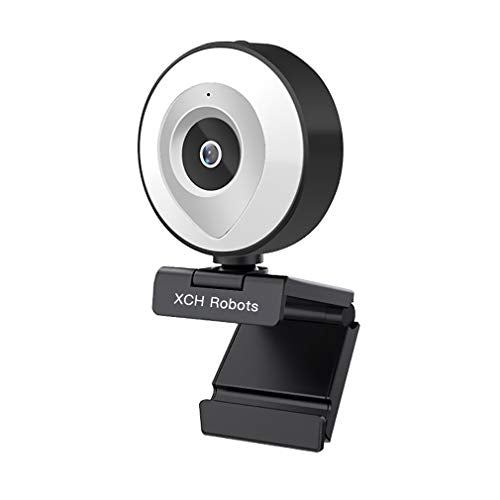 2021 Webcam - AUTO Zoom Webcam with Microphone and Light, 1080p 5MP Video Computer Webcam, Adjustable Beauty Ring Lighting Brightness