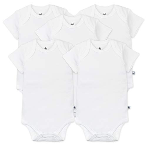 uni  baby  Cotton Short Sleeve Bodysuits Multi Pack and Toddler T Shirt Set, 5 Pack Bright White, 0-3 Months US