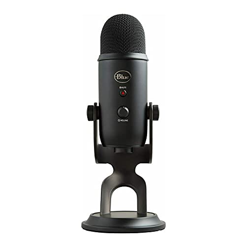StreamCam Plus Webcam with Tripod and Blue Microphones Yeti Blackout Mic and Knox Gear 4-Port USB Hub Bundle (3 Items)