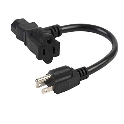 1 Foot Nema 5-15P Male to C13/ Nema 5-15R Piggyback Power Cord, UL CUL SJT 14AWG 3C, Replacement for Daisy Chain Pro Audio DJ etc