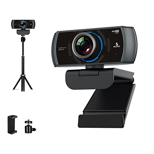 60FPS 1080P Webcam Kits, N980P HD Web Camera with Microphone, 120 Degrees Wide-Angle, Software Control, Lightweight Mini Tripod, Extendable Stand, for Zoom/Skype/Teams