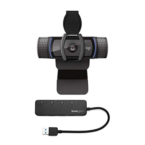 C920S HD Pro Webcam with Privacy Shutter Bundle with Knox Gear 4-Port 3.0 USB Hub (2 Items)