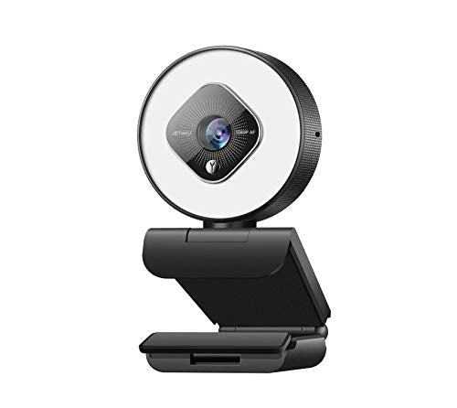 1080P Webcam with Ring Light and Dual Microphone, Advanced Auto-Focus, Adjustable Brightness, 2021 Streaming Web Camera for Zoom Skype YouTube, PC Mac Laptop Desktop