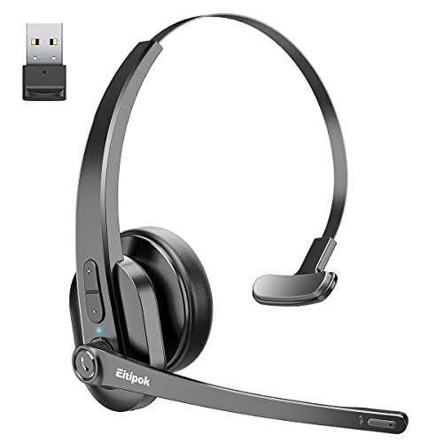 Bluetooth Headset, Bluetooth Trucker Headset with Noise Canceling Mic, On Ear Bluetooth Headphones for Cell Phone/PC/Tablet/Laptop/Computer, Hands Free Headset for Trucker/Business/Students