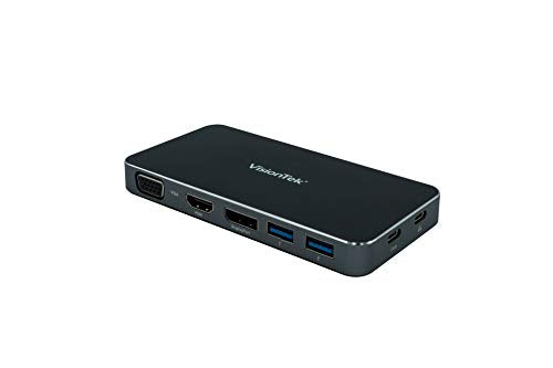VT200 USB C Portable Dock (901226) | Dual Display, USB 3.0, HDMI | DisplayPort, VGA, Power Delivery Passthrough | USB-C Laptop, Mac, PC Compatible, USB-C, w/ Power Passthrough