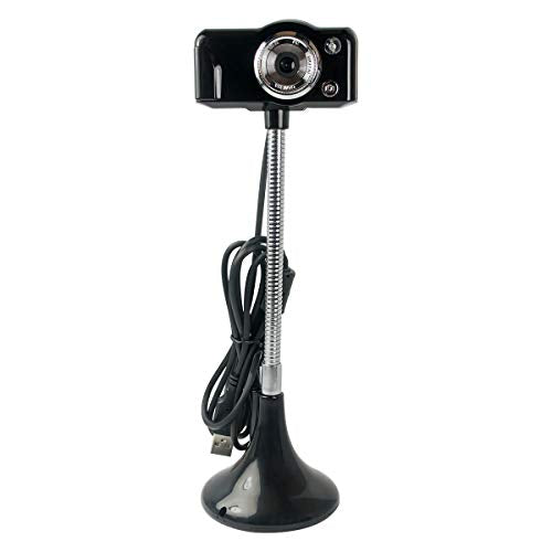 SuperFlix 720p HD Webcam with Gooseneck Stand - Features Built-in Infrared LED Light, 5MP CMOS Sensors and 1080 x 720 Resolution, Silver, Black
