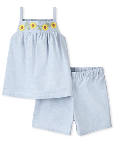 baby girls  and Toddler Sleeveless Tank Top Shorts Set Shirt, Sunflower, 2T US
