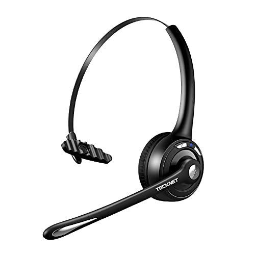 Bluetooth Headset, Wireless On Ear Headphones with Noise Cancelling Microphone for Trucker, Hand Free Wireless Headset with Mute Mic for Cellphone, PC, Home, Office, Call Center, Skype, Travel