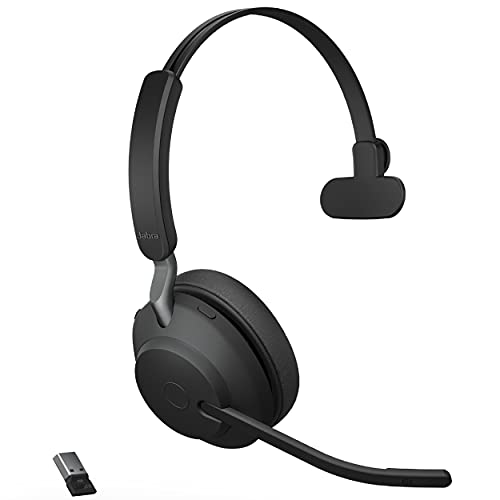 Evolve2 65 UC Wireless Headset with Link380a, Mono, Black - Wireless Bluetooth Headset for Calls and Music, 37 Hours of Battery Life, Passive Noise Cancelling Headphones