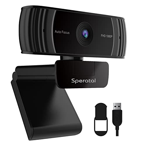 HD 1080P Webcam with Microphone - Auto Focus & Light Correction USB Web Camera Plug & Play for Zoom, Skype, FaceTime, Hangouts, PC, Laptop, Tablet