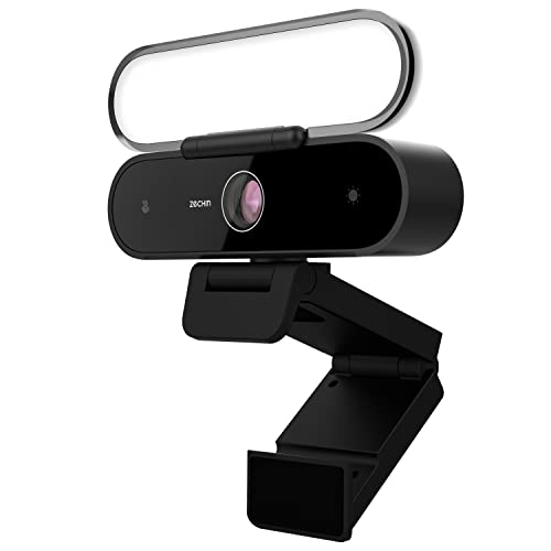 Studio 5-in-1 Full HD 1080P Webcam with Light, Microphone & Speakers, Computer Camera with Fill Light & Privacy Protection, Web Cam Supports Clear Stereo Audio, HD Light Correction