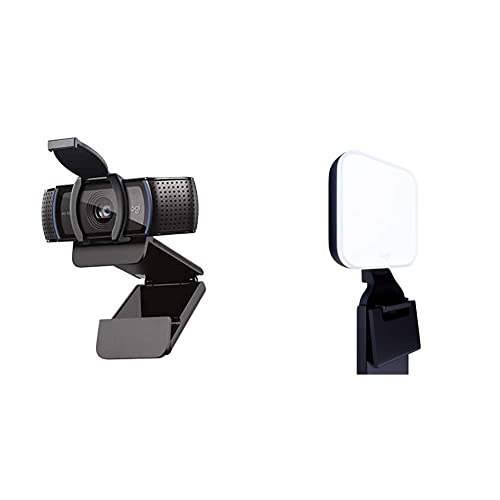 C920e HD 1080p Mic-Enabled Webcam, for Zoom, Microsoft Teams Compatible, TAA Compliant & Litra Glow Premium LED Streaming Light with TrueSoft, Adjustable Monitor Mount