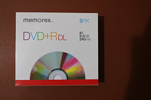 05835 Dual Layer DVD+R Disc, 5/Pack. (05835) Double Layer Recordable DVD+R Discs, 8x recording speed, 8.5GB, 5/pack 05835