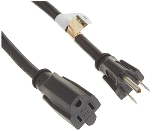 10ft (3m) Heavy Duty Extension Cord, NEMA 5-15R to NEMA 5-15P Black Extension Cord, 15A 125V, 14AWG, Heavy Gauge Power Extension Cable, Heavy Duty AC Power Cord, UL Listed (PAC1011410)