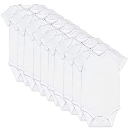 uni  baby 10-pack  Cotton Short Sleeve Bodysuits T Shirt, Bright White, 0-3 Months US