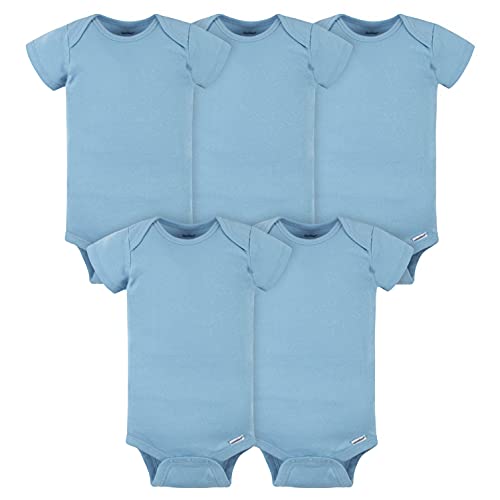 Baby 5-Pack Solid Onesies Bodysuits, Blue, 3-6 Months