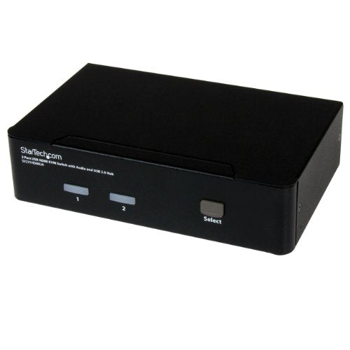 .com 2 Port USB HDMI KVM Switch with Audio and USB 2.0 Hub - 1080p (1920 x 1200), Hotkey Support - Dual Port Keyboard Video Monitor Switch (SV231HDMIUA)