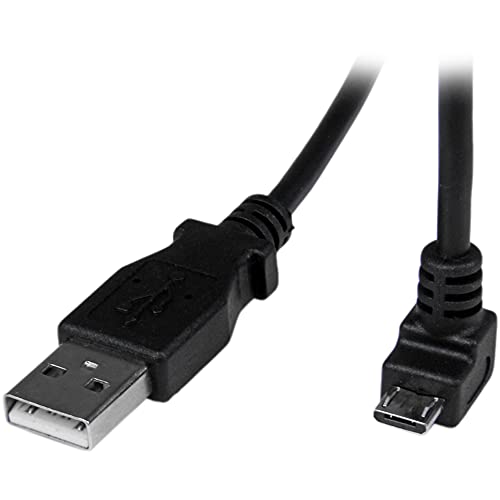 .com 2m Micro USB Cable Cord - A to Down Angle Micro B - Down Angled Micro USB Cable - 1x USB A (M), 1x USB Micro B (M) - Black (USBAUB2MD), 2m / 6 Feet