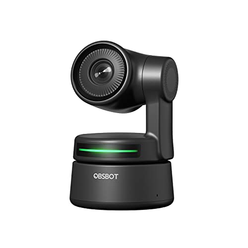 Tiny PTZ Webcam, AI-Powered Framing & Gesture Control, Full HD 1080p Webcam for Video Conferencing, 90-Degree Wide Angle, Low-Light Correction, Works with Zoom, Skype and More