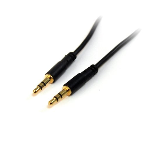 .com 15 ft. (4.6 m) 3.5mm Audio Cable - 3.5mm Slim Audio Cable - Gold Plated Connectors - Male/Male - Aux Cable (MU15MMS), Black