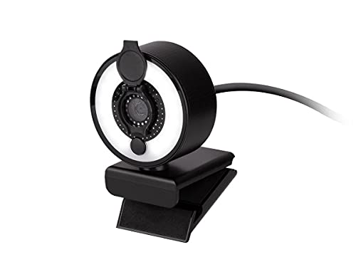 2K USB Webcam with LED Light Ring and Lens Cover, for Use in Zoom, Skype, Microsoft Teams, Cisco Webex, Facebook, for Desktop, Laptop, PC - from Workstream Collection