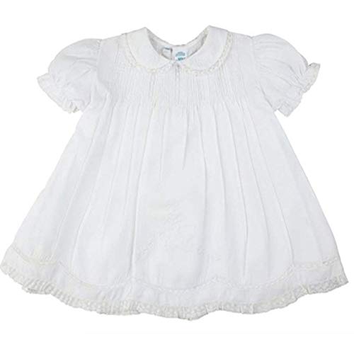 Baby Girls White Collared Lace Embroidered Slip Dress 3M
