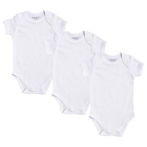 Baby Bodysuits 100% Cotton  3-Pack and 7 Pack (White 3-Pack Short Sleeve, 0-3 Months)