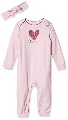Baby Girls' Coverall with Headband, Parfait Pink, 12M