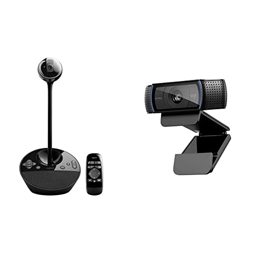 Conference Video Conference Webcam & C920x HD Pro Webcam, Full HD 1080p/30fps Video Calling, Clear Stereo Audio, HD Light Correction - Black