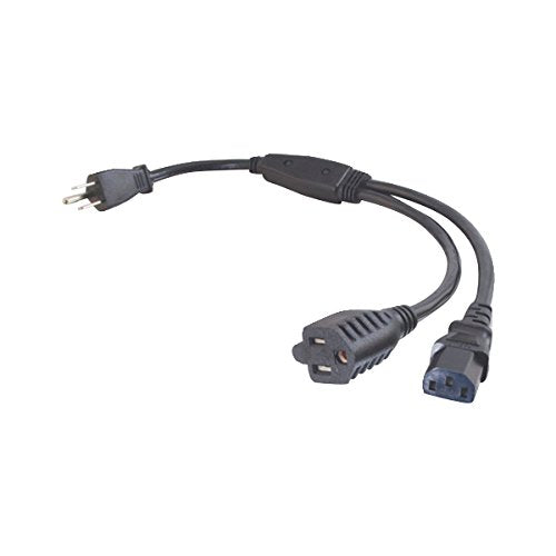 Power Cord, Power Splitter, Power Squid, 1 to 2 Splitter, 16 AWG, Black, 1.5 Feet (0.45 Meters), Cables to Go 29810