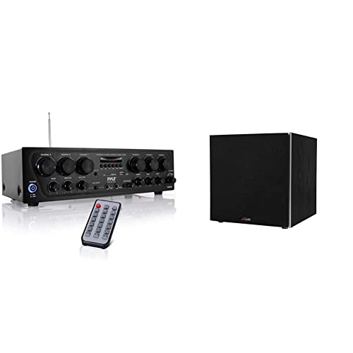 Bluetooth Home Audio Amplifier System & Polk Audio PSW10 10" Powered Subwoofer, Black