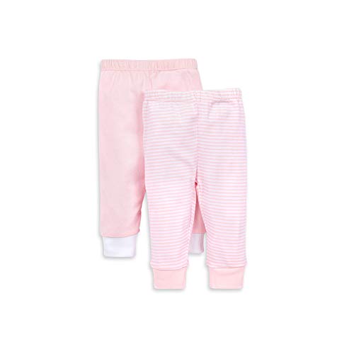 uni   Pants, of 2 Lightweight Knit Infant Bottoms, 100%  Cotton and Toddler Layette Set, Blossom Solid/Stripes, 3-6 Months US