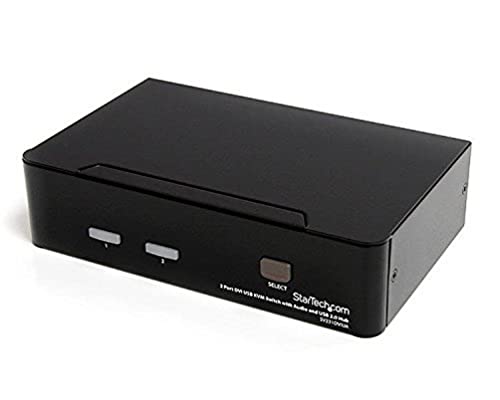 .com 2 Port DVI KVM Switch - USB DVI Dual Link - Hot-key & Audio Support - 1920x1200 KVM Switch - KVM Video Switch (SV231DVIUA),Black