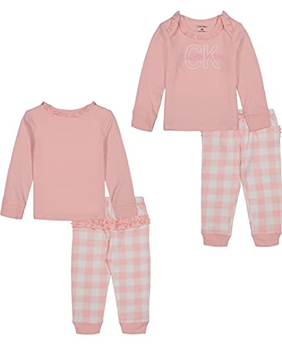 Baby Girls' 2 Pieces Pants Sets, Pink/White Pink Plaid, 6-9 Months