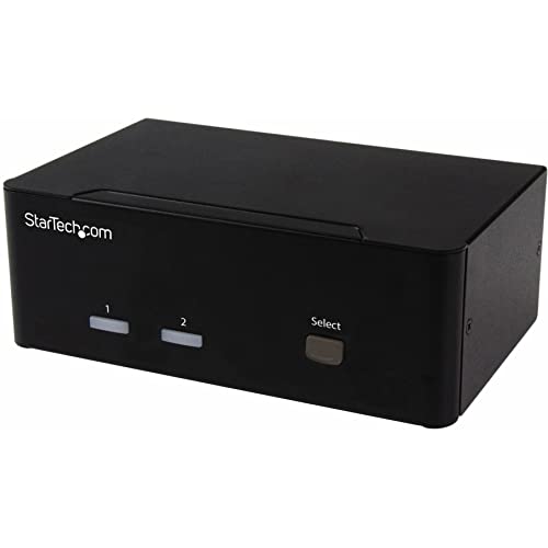 .com 2 Port VGA KVM Switch - Dual VGA - Hot-key & Audio Support - 1920x1200 KVM Switch - KVM Video Switch (SV231DVGAU2A),Black