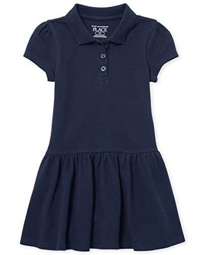 Baby Toddler Girls Short Sleeve Picque Polo Dress, Tidal Single, 3T