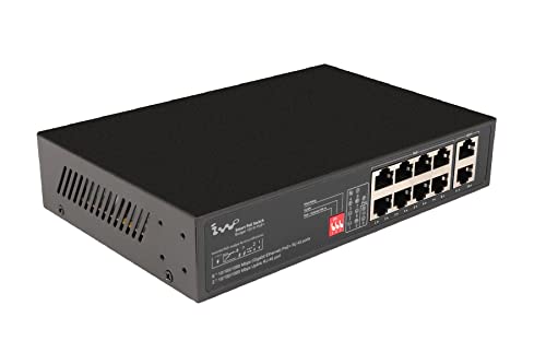 10 Port Gigabit Unmanaged PoE Switch with 8 Ports 10/100/1000Mbps PoE+2 Gigabit Uplink RJ45 Ports, 802.3af/at Compliant+120W Built-in Power, Extend to 300Meter, Desktop or Wall Mount (Plug and Play)