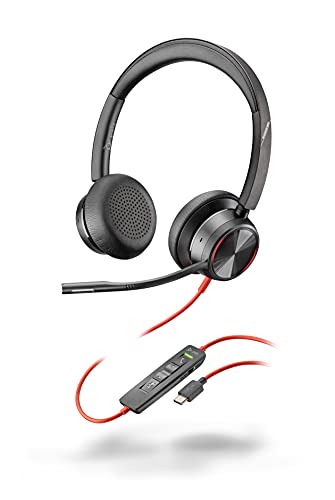 Blackwire 8225 Wired Headset with Boom Mic (Plantronics) - Dual-Ear (Stereo) Computer Headset - USB-C to Connect to Your PC/Mac - Active Noise Canceling - Works with Teams, Zoom & More